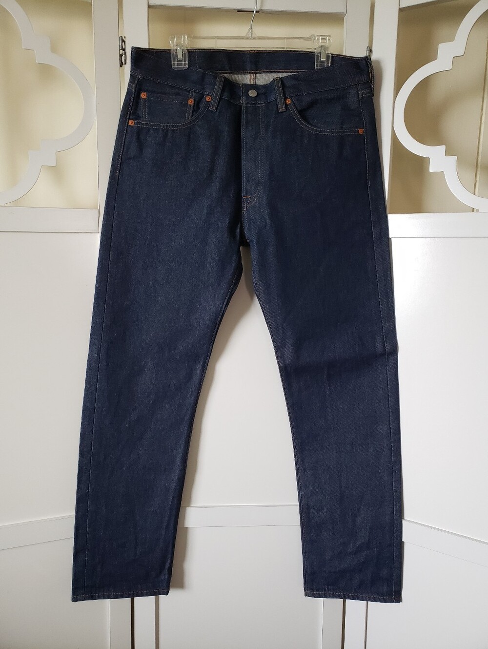 501 Original Fit Men's Jeans Dark Wash Button Fly Size 32X32 Pre Owned Good Cond